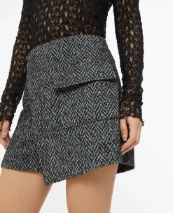 Jupe-short En Tweed Avec Poche - Noir