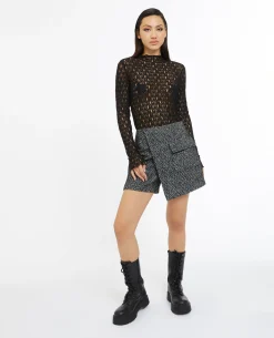 Jupe-short En Tweed Avec Poche - Noir