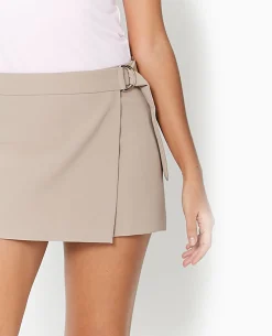 Jupe-short Portefeuille Avec Boucle - Beige