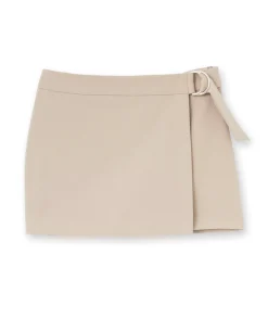 Jupe-short Portefeuille Avec Boucle - Beige