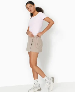Jupe-short Portefeuille Avec Boucle - Beige