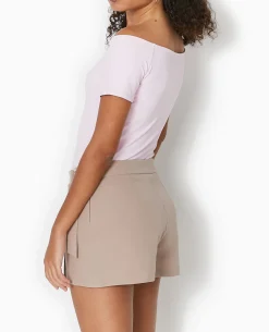 Jupe-short Portefeuille Avec Boucle - Beige