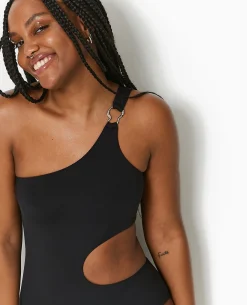 Maillot De Bain 1 Piè;ce Asymétrique Avec Cut Out - Noir