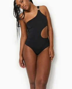 Maillot De Bain 1 Piè;ce Asymétrique Avec Cut Out - Noir