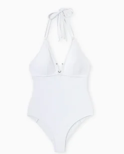 Maillot De Bain 1 Piè;ce Avec Décolleté V - Blanc