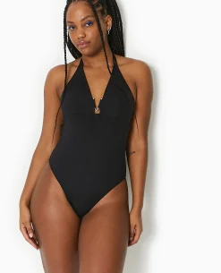 Maillot De Bain 1 Piè;ce Triangle Décolleté V - Noir