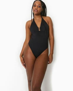 Maillot De Bain 1 Piè;ce Triangle Décolleté V - Noir