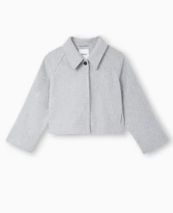 Manteau Court Drap De Laine - Gris Clair