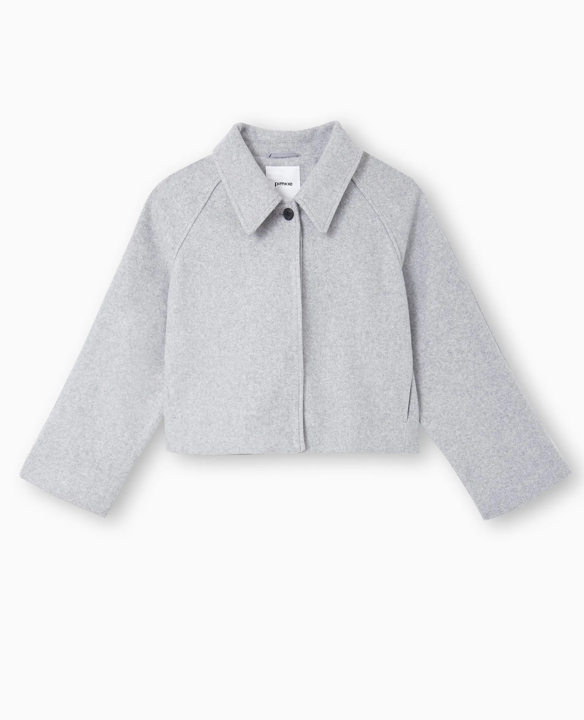 Manteau Court Drap De Laine - Gris Clair