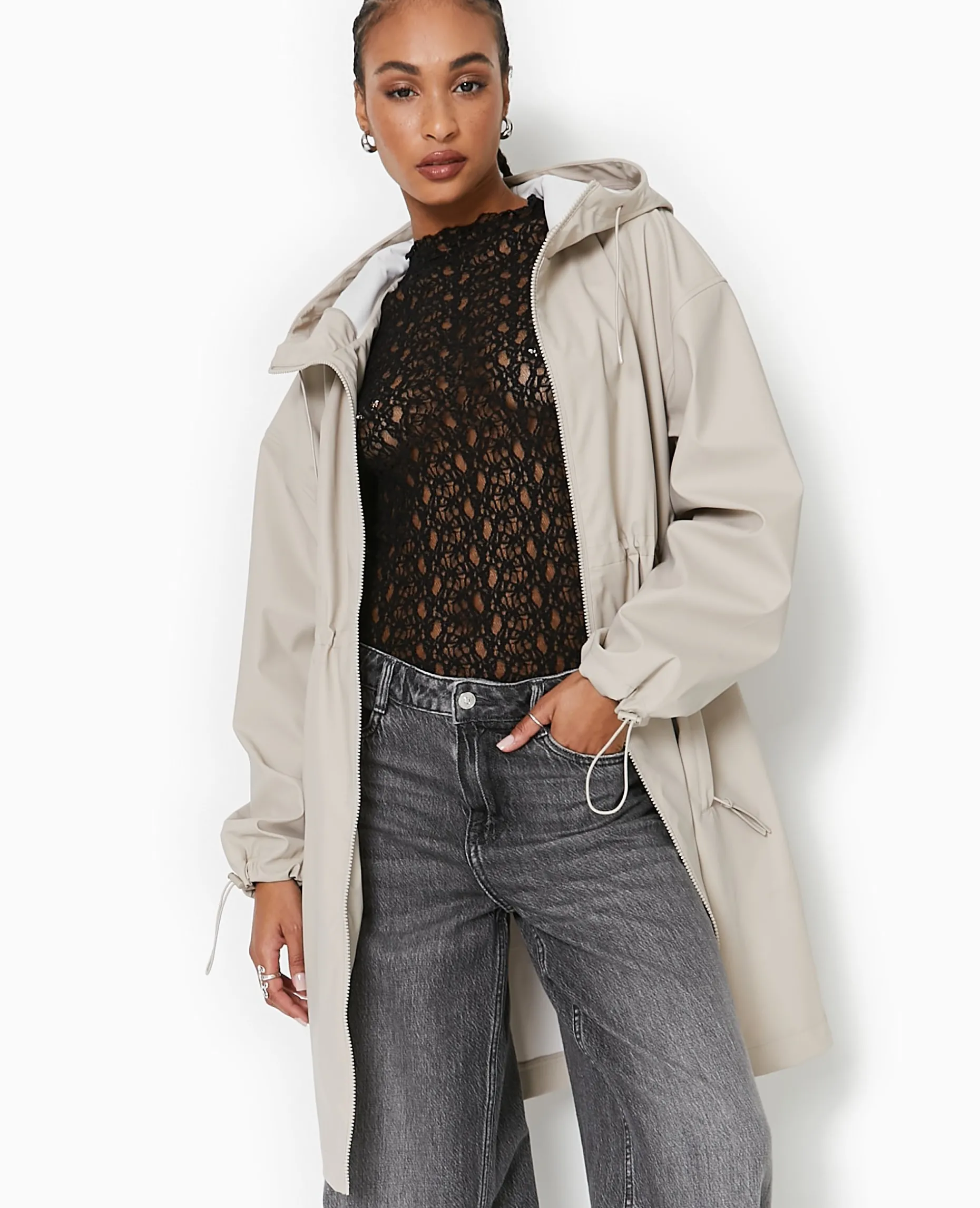 Manteau De Pluie Avec Capuche - Beige