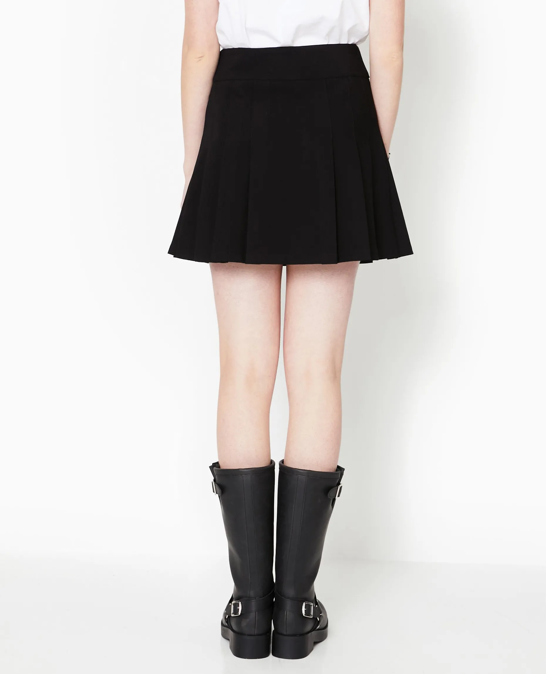 Mini Jupe Plissée Avec Ceinture - Noir