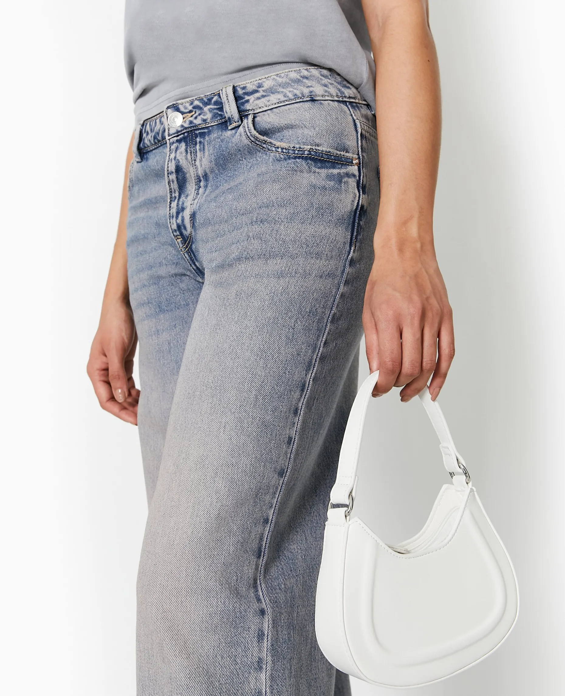 Mini Sac Rigide Forme Demi-lune - Blanc