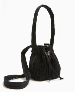 Mini Sac Seau En Tissu Plissé - Noir