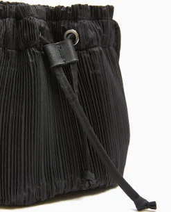 Mini Sac Seau En Tissu Plissé - Noir