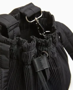 Mini Sac Seau En Tissu Plissé - Noir