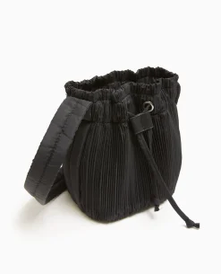 Mini Sac Seau En Tissu Plissé - Noir