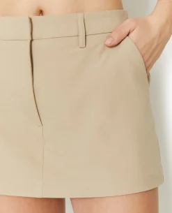Mini-jupe-short Avec Poches - Beige