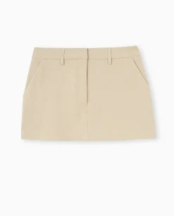 Mini-jupe-short Avec Poches - Beige