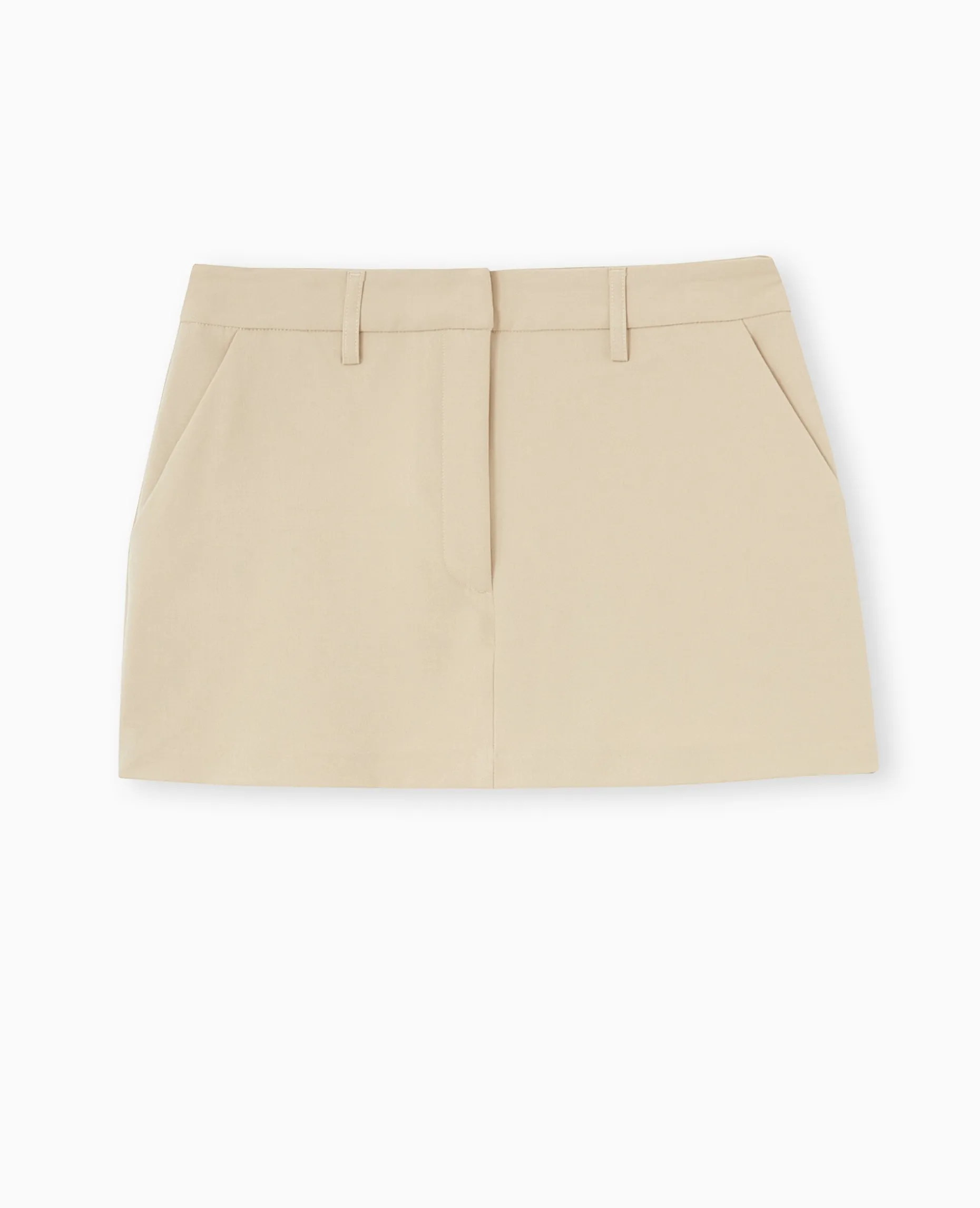 Mini-jupe-short Avec Poches - Beige