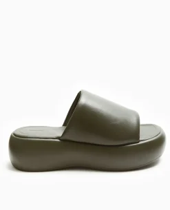 Mules Compensées - Vert Kaki