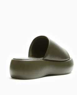 Mules Compensées - Vert Kaki