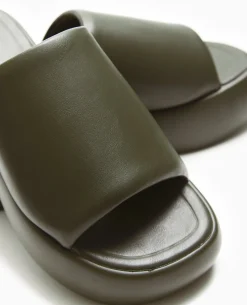 Mules Compensées - Vert Kaki