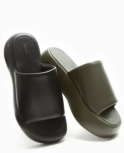 Mules Compensées - Vert Kaki