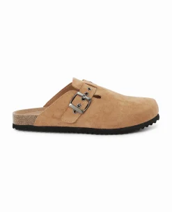Mules Fermées Esprit Sabot En Suédine - Camel