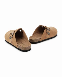 Mules Fermées Esprit Sabot En Suédine - Camel