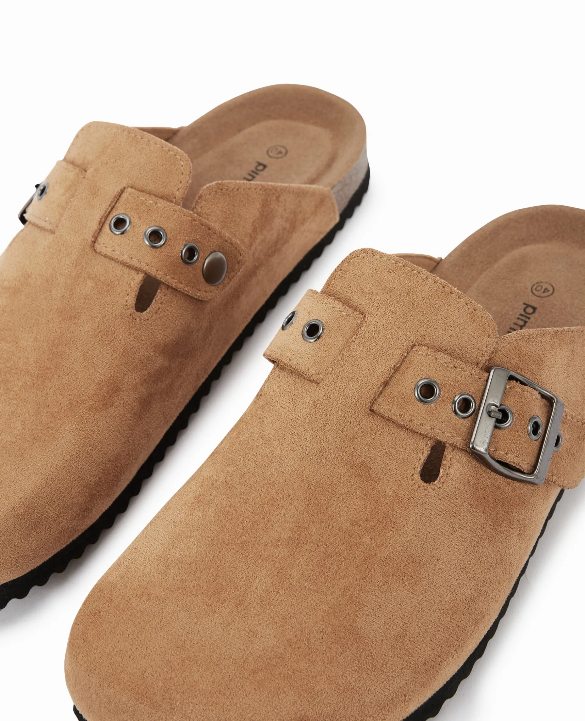 Mules Fermées Esprit Sabot En Suédine - Camel