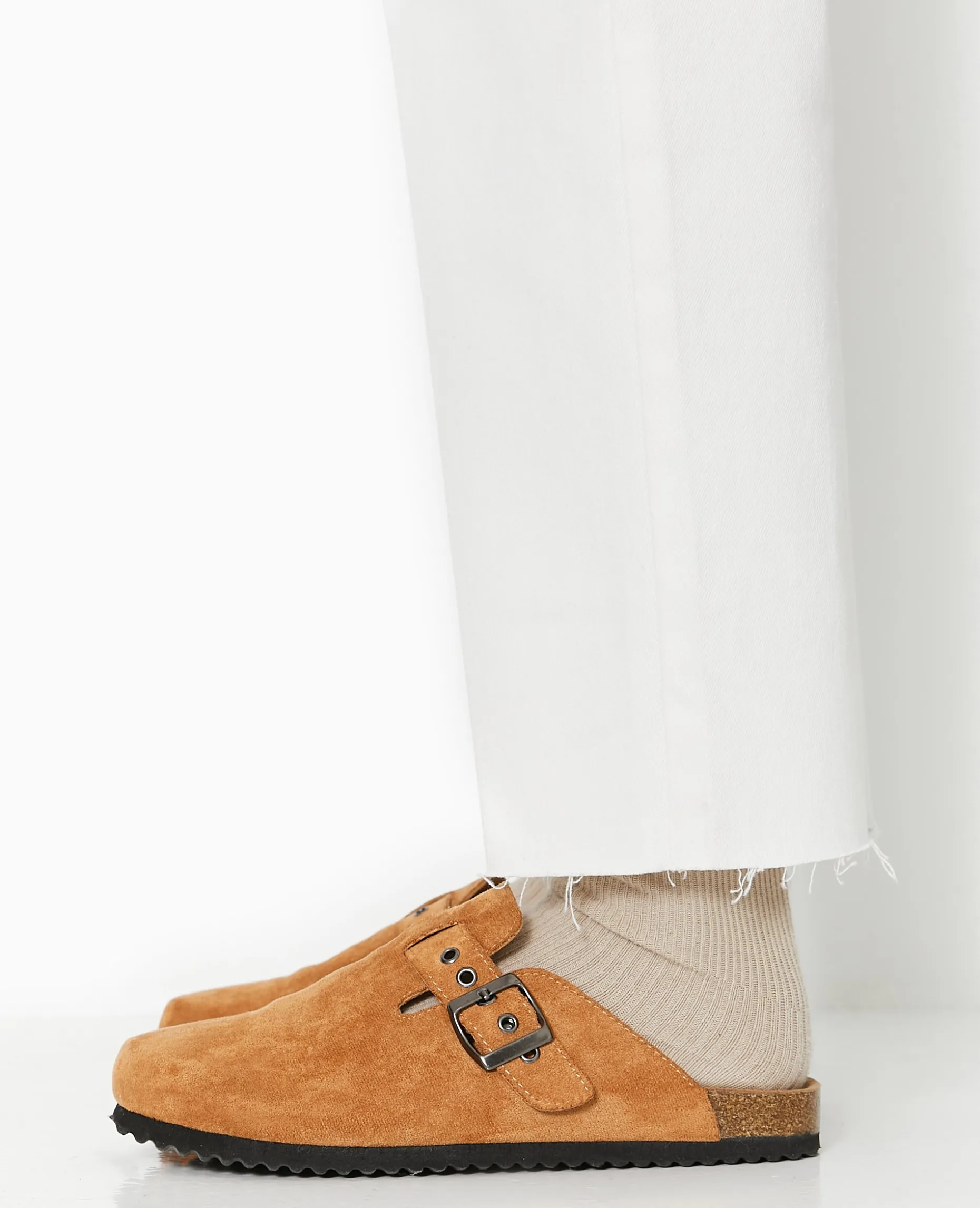 Mules Fermées Esprit Sabot En Suédine - Camel