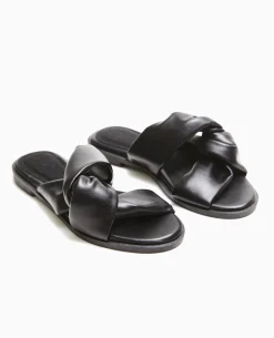 Mules Plates Avec Brides Entremêlées - Noir