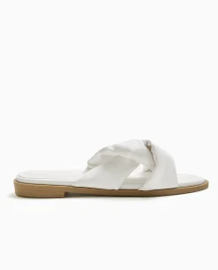 Mules Plates Avec Brides Entremêlées - Blanc