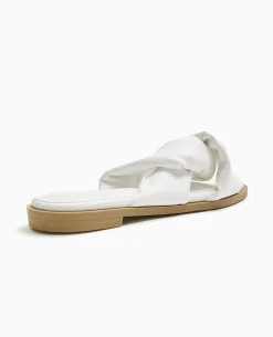Mules Plates Avec Brides Entremêlées - Blanc