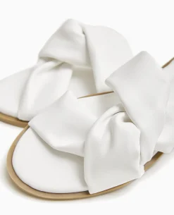 Mules Plates Avec Brides Entremêlées - Blanc