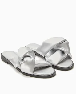 Mules Plates Avec Brides Entremêlées - Argenté