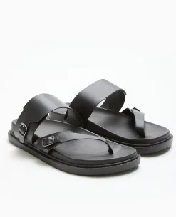Mules Plates Avec Brides - Noir