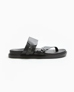 Mules Plates Avec Brides - Noir