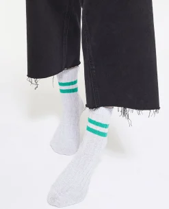 Paire De Chaussettes Avec Bandes Contrastées - Gris Clair