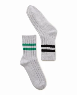 Paire De Chaussettes Avec Bandes Contrastées - Gris Clair