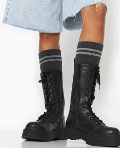Paire De Chaussettes Avec Bandes Lurex - Gris Foncé