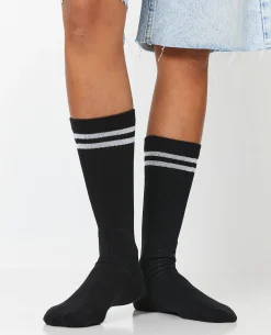 Paire De Chaussettes Avec Bandes Lurex - Noir