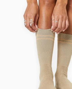 Paire De Chaussettes Avec Bandes Lurex - Vert Kaki