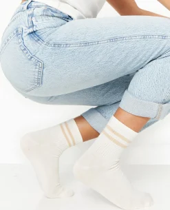 Paire De Chaussettes Avec Bandes - Blanc