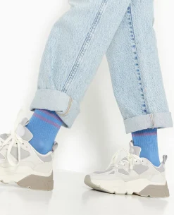 Paire De Chaussettes Avec Bandes - Bleu
