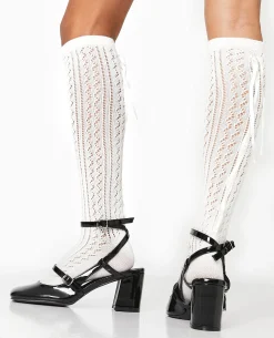 Paire De Chaussettes Avec Rubans Satinés - écru