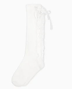 Paire De Chaussettes Avec Rubans Satinés - écru