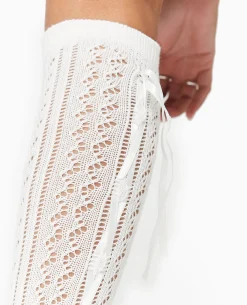 Paire De Chaussettes Avec Rubans Satinés - écru