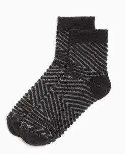 Paire De Chaussettes Avec Rayures Maille Bouclette - Noir