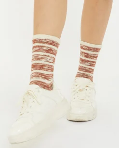 Paire De Chaussettes Bicolores Effet Rayé - Taupe